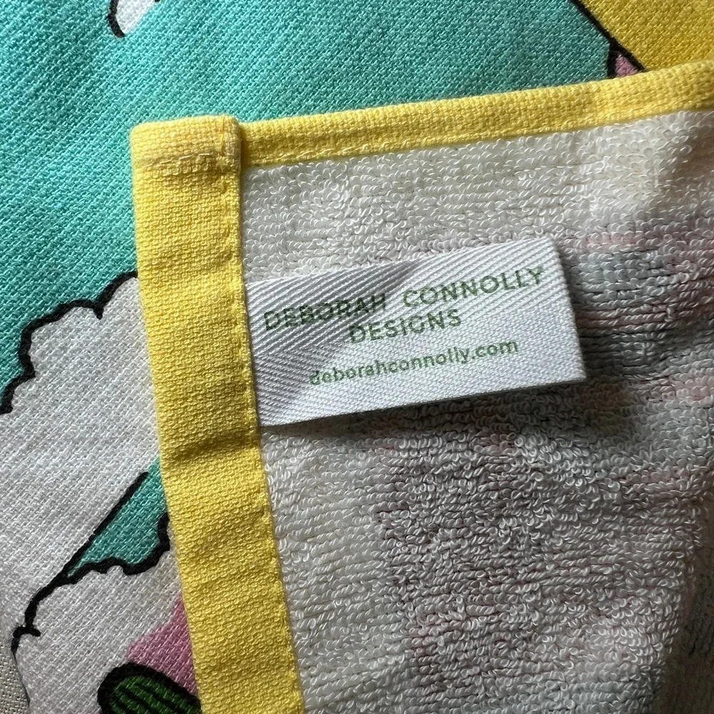 Deborah Connolly Designs Desert Skull Margarita Tea Towel Blue Yellow Cactus USA